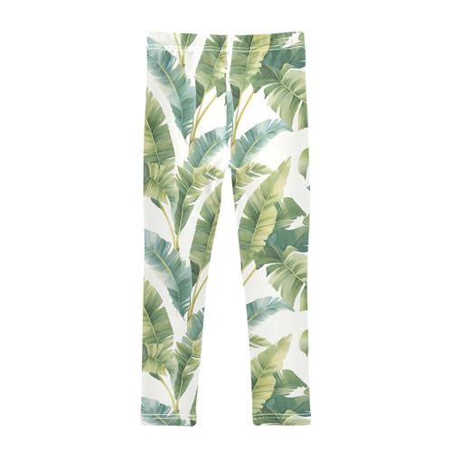 KLL Tropical Banana Leaf Toddler Girl Basic Leggings Stretch Full Length Lounge Pants Running2