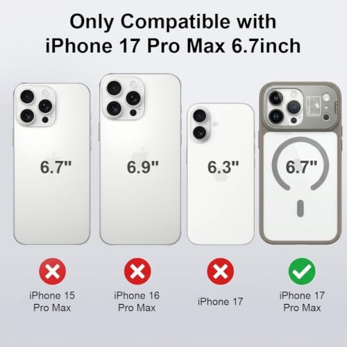 Image of ZORBES Case Cover for iPhone 17 Pro Max with Foldable Camera Stand Grey