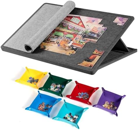 Puzzle Board 1000 Pieces with Adjustable Angle, 6 Trays and Cover...