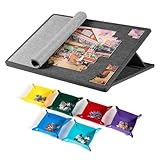 GOURDBRO Puzzlebrett mit Winkelverstellbarem Ständer & Abdeckung - Puzzletisch für 1000 Teile mit 6 Sortierschalen - rutschfeste Puzzle Board - Puzzle Table Geschenk für Erwachsene - Puzzleplatte