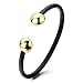Adjustable Mens Womens Stainless Steel Twisted Cable Magnetic Bangle Bracelet Gold Black Two-tone