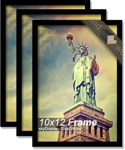 skyDrama Solid Wood 10x12 Picture Frame with Black Wood Grain 3 Packs