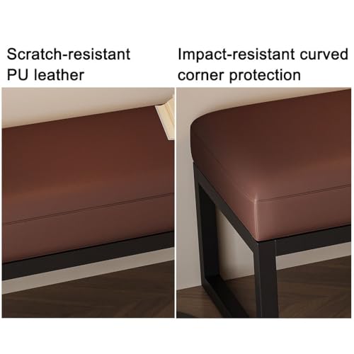 Repose-pieds ottoman avec banc à chaussures en cuir synthétique robuste