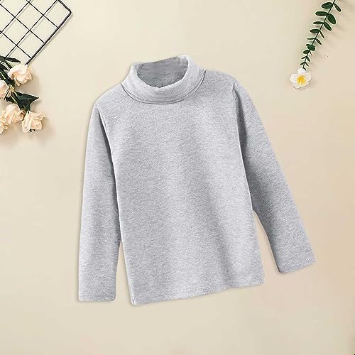 Betadog Girls Boys Long Sleeve Crewneck T-Shirt Tee Toddler Turtleneck Cotton Basic Warm Tops Shirts (Grey, 7-8 Years)2