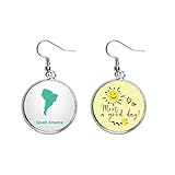 Liefermenge: 2 x Ohrringe Ohrringe Südamerika-Illustration Landkarte Ohrtropfen Sonne Blume Schmuck Mode
