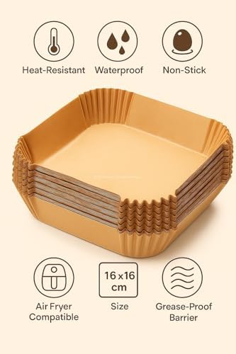 Busstier Airfryer Pişirme Kağıdı, Fritöz Yağlı Kağıdı, Yanmaz Kağıt 50 Adet (Kare) - Görsel 2