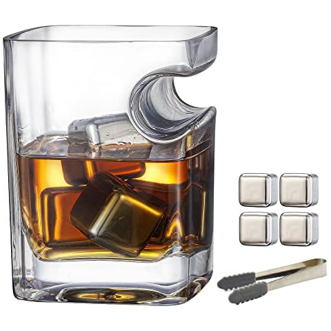 Whiskey Glasses,Old Fashioned Crystal Square Cup Cover