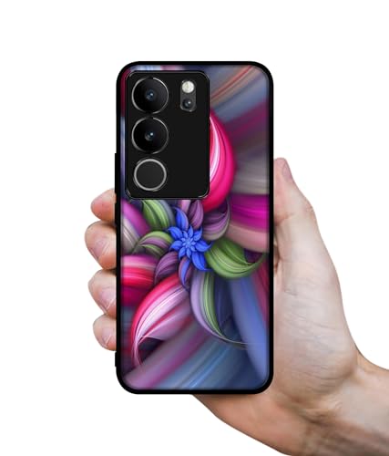 Image of Colorful Flower Design Premium 2D Printed Metal Back Case Cover for Vivo V29 5G / V29 Pro 5G, Multicolor