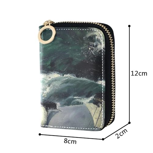 Designer Wallet for Women Small RFID Blocking Credit Card Wallets Painting Sail Boats Ocean Waves Travel Cash Wallet with Coin Pocket3