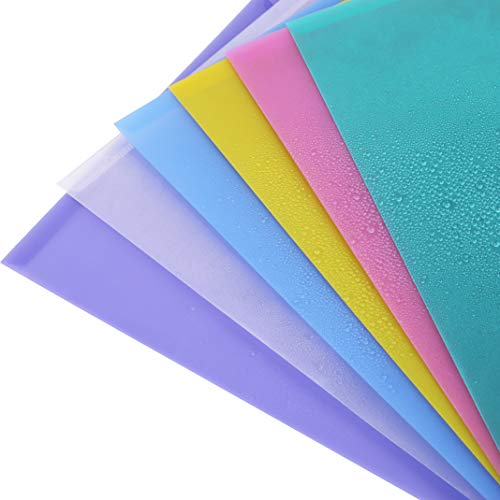 Bekith 24 Pack Clear Document Folder With Snap Button, Premium Poly Envelope, Us Letter / A4 Size, 6 Assorted Colors, Blue, Green, Orange, White, Purple, Pink #TOP4