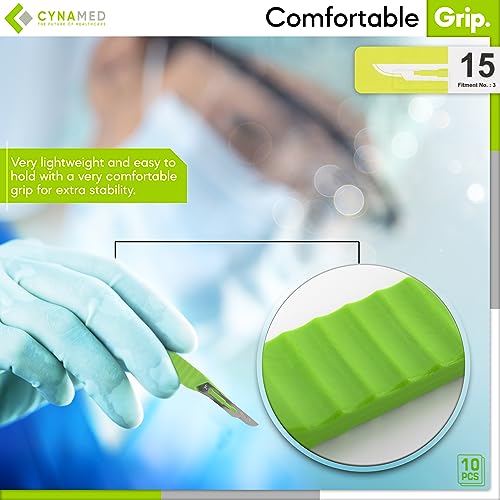 Disposable Scalpel With Plastic Handle - Sterile Single Blade Razor For Dermaplaning, Dissection, Podiatry, Professional Grooming, Acne Removal - Surgical Stainless Steel Tool - Box Of 10 (No.15) #TOP4