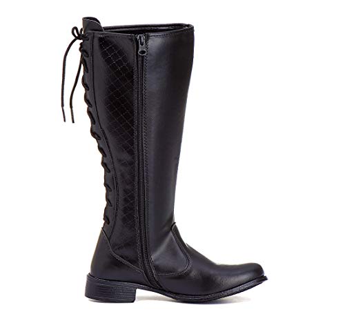 Bota Alice Monteiro Montaria Cano alto com detalhe atrás de cadarço Tamanho:37;Cor:Preto;Gênero:Femi