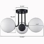 Modern Black Semi Flush Mount Ceiling Light with White Globe - Image 7
