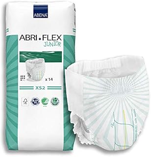 Abena Abri-Flex XS2 Junior Nappies, Eco-Friendly Nappy Pants, Enhanced Leakage Protection, Secure & Comfortable Nappy Pants, Fast Absorption, Fully Breathable - Size 7, Age 5-15, 55-80cm Waist, 14PK
