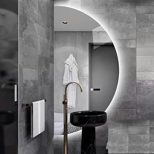 Miroir LED croissant rétro-éclairé grand modèle design et tactile - 2