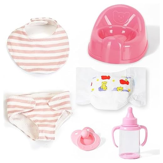 eDollable Ensemble d'accessoires pour poupées de 30cm Comprenant Un Pot, Un Bavoir, Une Sucette, Une Couche et Un biberon Parfaits pour Les Enfants, Les Jeunes Enfants et Les Filles