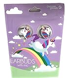 GabbaGoods Earbuds with Mic, White Unicorn