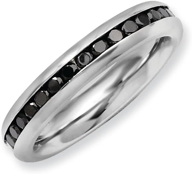Chisel Stainless Steel 4mm Black CZ Ring Size 8