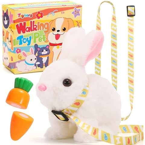 Tagitary Plush Toys Electronic Toy with Sounds,Wiggling Ears,Twitching Mouth and Nose, Interactive Rabbit Toy for Kids with Leash,Easter Christmas Birthday Gift for Toddlers Kids Cover