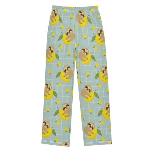 ZZXXB Sloth Lemon Boys Long Pants Soft Trousers Elastic Waist Kids Lounge Bottoms with Pockets S-XL