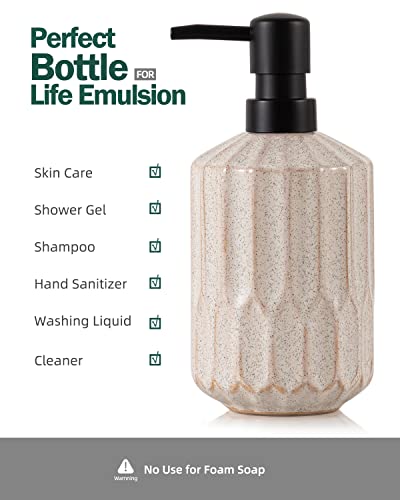 Fun Elements Soap Dispenser, 18 Oz Hand Soap Dispenser For Bathroom, Ceramic Liquid Soap Dispenser With Plastic Pump. Modern Kitchen Soap Dispenser Suitable For Kitchen Decor(Matte Black) #TOP3