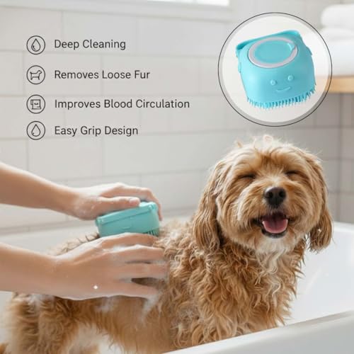 Image of Pets Empire 5-in-1 Dog & Cat Grooming Combo - Pet Shampoo, Self-Cleaning Slicker Brush, Silicone Bath Dispenser, Nail Clipper & Professional Grooming Kit for All Breeds