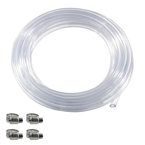 MRbrew 10 Feet Beer Tubing PVC Beer Hose with Hose Clamps I.D. 3/16 Food Grade Liquid Line for Kegerator Draft Beer Dispenser System Home Brewing & Multiple Setups