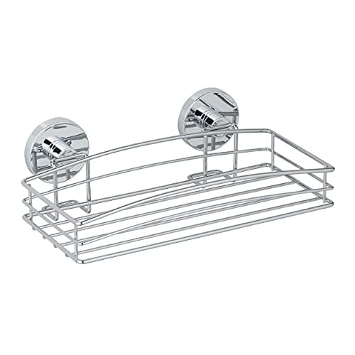 WENKO Duschablage ohne Bohren, Vacuum-Loc Wandablage mit Vakuum-Befestigung, verchromtes Metall rostfrei, Badregal für Dusche und Gäste-WC