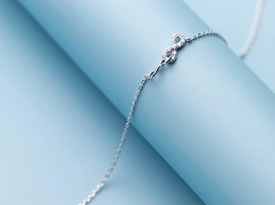Pulsera de pie, Cadenas for el Tobillo, Fiesta de Verano Plata de Ley 925 Amor Infinito Cadena Exquisita Señora Tobillera for Mujer Pulsera de pie Pies Joyería Nuevo