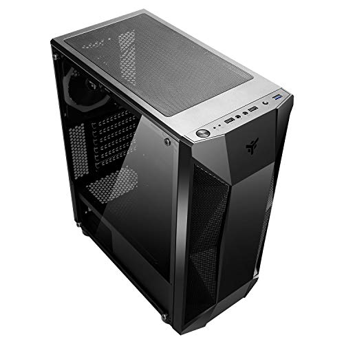 THE ROCK EVO - Case PC Gaming Middle Tower ATX, 1 Ventole da 12 cm ARGB in dotazione, 2xUSB3.2 - frontale ABS e mesh, pannello laterale in vetro temperato, nero - Case PC - Immagine 5