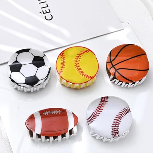 Pinza para cabello amarilla estilo béisbol para mujer miniatura 2
