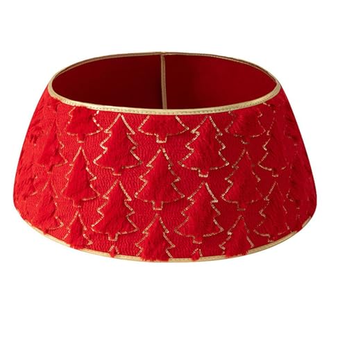 Round Christmas Tree Skirt,Red Christmas Tree Collar,Xmas Christmas Tree Decoration Perfect for Indoor Home & Office Floor Use (Red)