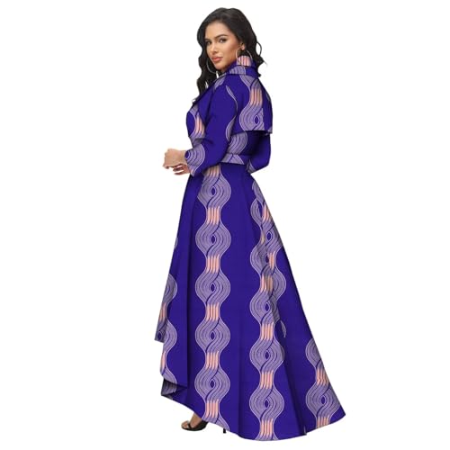 Image of African Dresses for Women A-line Floor-Length Dress Traditional Ankara Kente Print Evening Dress
