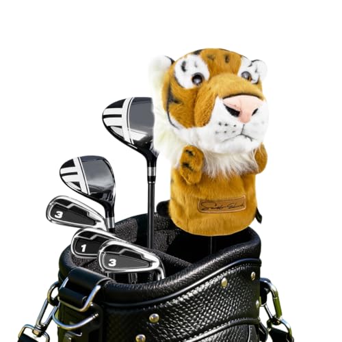 Scott Edward Yellow Tiger Golf Club Cover Fit Well for Driver Wood Golf Club, Funny Cute Animal Design Soft Functional Golf Headcover Stylish Protection for Your Clubs for Men and Women