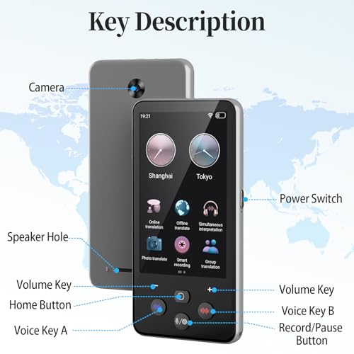 Language Translator Device, Real Time Translation Device for 138 Languages/Chatgpt/Offline/Recording/Photo Translator, 3.97" Touch Screen, Portable Translator for Business Travel Learning