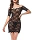 LINGERLOVE Sexy Spitze Negligee Grosse Grössen für Damen Babydoll Dessous Schulterloses Lingerie Nachtwäsche Spitzen-Kleid mit G-String S-4XL