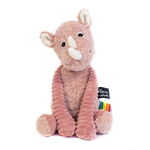 Peluche rhinocéros rose 25cm Les Déglingos Ptipotos Grobisou