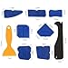 Professional Sealant Caulking Tool Set, Blue Silicone Scraper with Black Removal Tool, Yellow Finishing Spatula, 6-Piece Grout Applicators