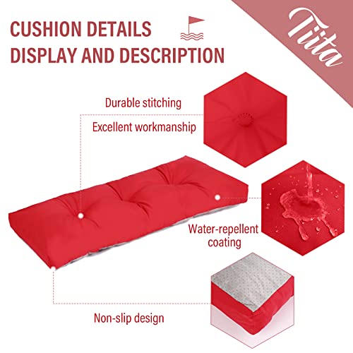 Tiita Outdoor/Indoor Bench Cushion Waterproof Memory Foam Bench Cushion Durable Patio Bench Seat Pads Non-Slip Piano Bench Cushions Resistant Long Chair Cushion (36X14 Inch, Red) #TOP5