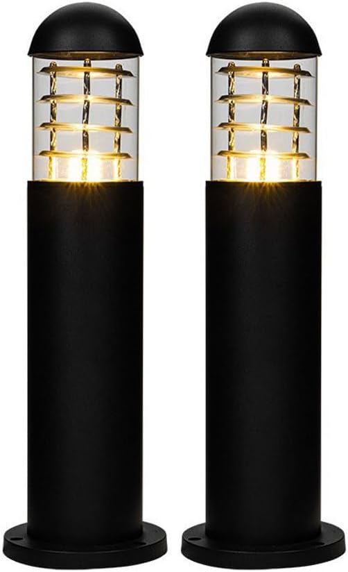 Landscape Path Light Modern Black Round Pathway Light Outdoor Bollard Lights IP65 Waterproof Outdoor E26 Walkway Lights Outside Housing Floor Lamp Exterior Lawn Post Path Lamps for Patio Yard