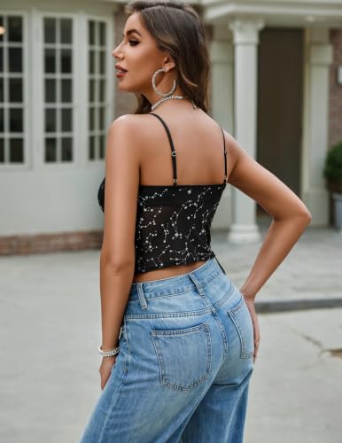 Avidlove Women's Mesh V-Neck Twist Cami Tops Y2K Sexy Crop Tank Top Summer Going Out Tops — view 2