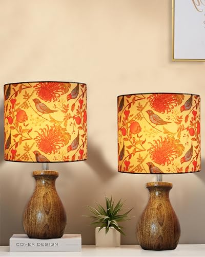 Homesake® Set of 2 Dovel Pot Modern Table Lamp, Wooden Base Modern Fabric Lampshade for Home Office Cafe Restaurant, (Birds) (B0CR186FHH) Amazon Price History, Amazon Price Tracker