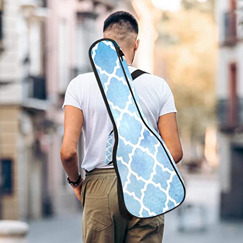 Housse ukulélé ténor sac à dos géométrique bleu pour voyage - 5