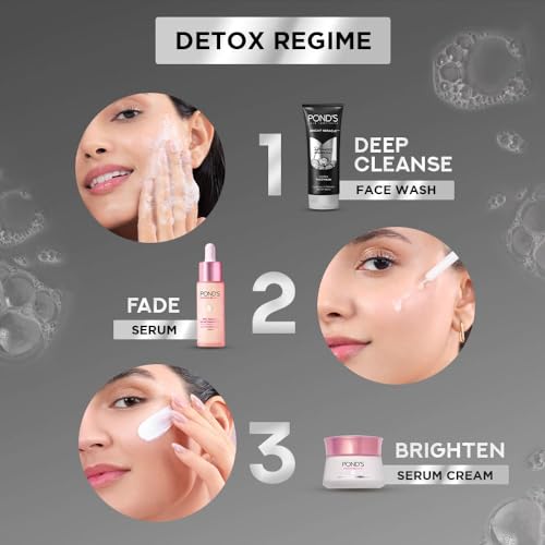 Image of POND'S Pure Detox Face Wash 200 g|| Daily Exfoliating & Brightening Cleanser|| Deep Cleans Oily Skin - With Activated Charcoal for Fresh|| Glowing Skin