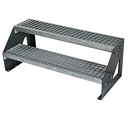 Caillebotis acier pour escalier haut de gamme avec limons thermolaqués anthracite
