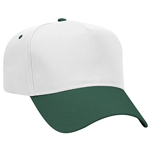 Wholesale 12 x Cotton Blend Twill 5 Panel Pro Style Baseball Cap - Dk.Grn/Wht