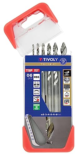 TIVOLY - Coffret 6 Forets Métal Haute Performance HSS Ø1 à 8mm - Perçage des Aciers les plus Courants - Perçages Nets et Agrandissement des Trous - Queue à 3 Méplats