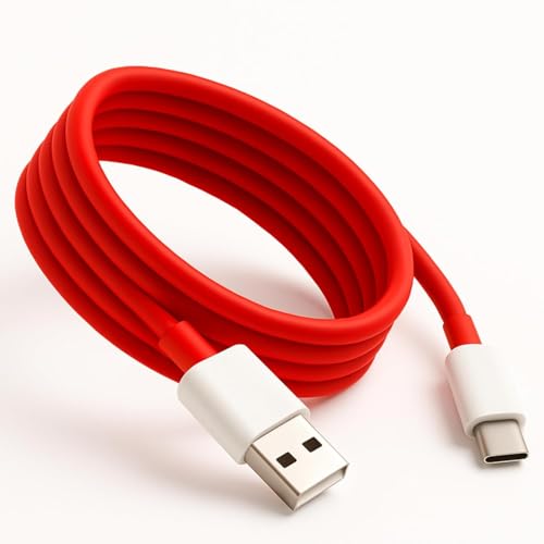 Image of Oneplus 80W Supervooc USB to Type C 1 Meter Fast Charging Cable Compatible with Oneplus 13,13r,13S,12,12r,11,11r,10r,10t,10,10 pro,9 pro,9rt,8,8t, Nord 5,4,3,2,Ce 4,3,2,Ce4 lite,Ce3 lite, Red