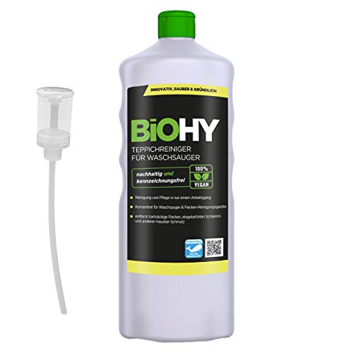 Teppichreiniger für Waschsauger (1l Flasche) + Dosierer | geeignet für alle Waschsauger | entfernt Flecken und Schmutz mühelos | Reinigung und