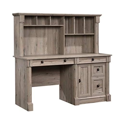 Sauder 424814 Palladia Computer Desk with Hutch, Split Oak Finish